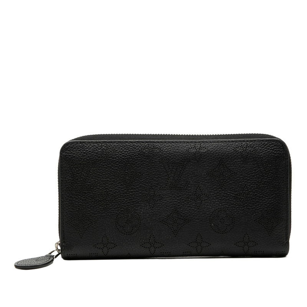 Louis Vuitton Monogram Mahina Zippy Wallet Long Round Zipper Black Leather